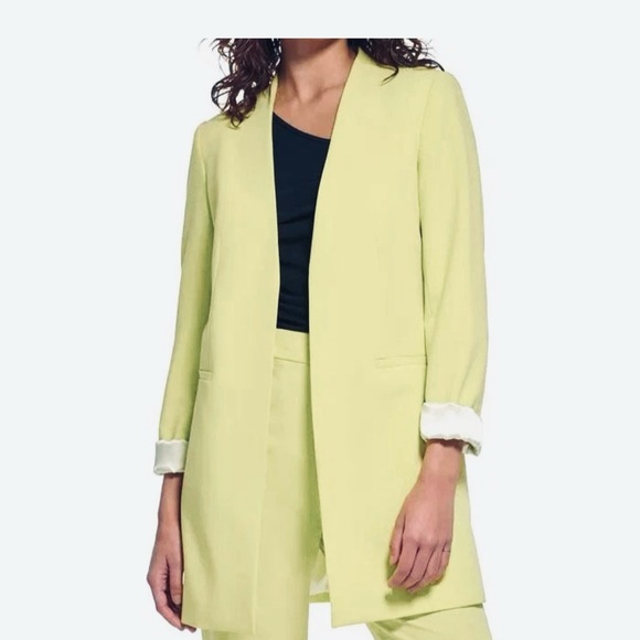 Calvin Klein Women’s Pale Yellow Open Collarless Blazer Size 14 NWT